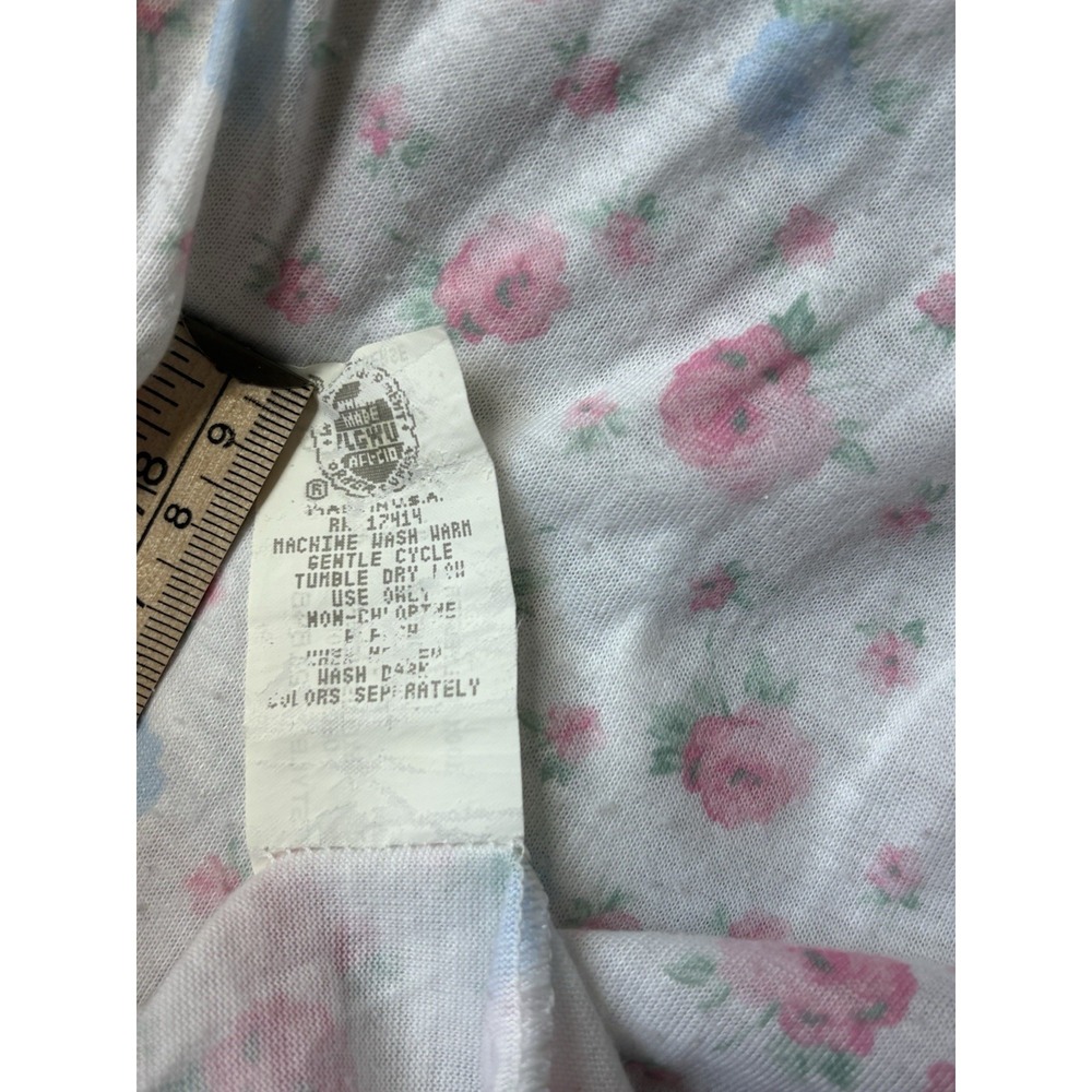 Vintage Miss Elaine Nightgown Floral Lace Cotton Balloon‎ Sleeve Large Flawed - Picture 12 of 12